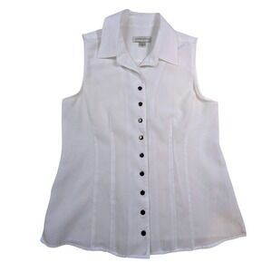 Sleeveless Collared Button Up Shirt – Women's S White Christopher & Banks